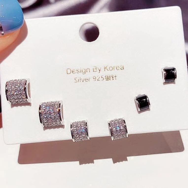 Faux Diamond Huggie Earrings